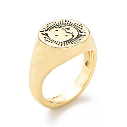 Луна Латунный перстень для женщин, золотые, фаза луны, 3.5~12.6 мм, размер США 6 1/4 (16.7 мм)