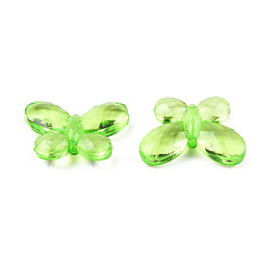 Green Yellow Transparent Acrylic Beads, Faceted, Butterfly, Green Yellow, 17x13x5mm, Hole: 2mm, about 950pcs/500g