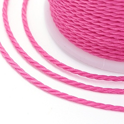 Ярко-Розовый Круглый вощеный полиэфирный шнур, тайваньский вощеный шнур, витой шнур, ярко-розовый, 1 мм, около 12.02 ярдов (11 м) / рулон