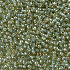 (1848) Blue Mint Lined Light Topaz Rainbow Toho perles de rocaille rondes, perles de rocaille japonais, (1848) arc-en-ciel de topaze clair doublé de menthe bleue, 11/0, 2.2mm, Trou: 0.8mm, environ5555 pcs / 50 g