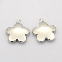 Stainless Steel Color Flower 304 Stainless Steel Pendants, Stainless Steel Color, 15x12x4mm, Hole: 2mm