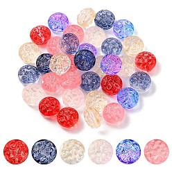 Mixed Color 35Pcs Transparent Spray Painted Glass Beads, Flat Round, Mixed Color, 13.5x8.5mm, Hole: 1.2mm