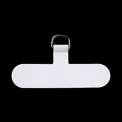 White Cloth Mobile Phone Lanyard Patch, Phone Strap Connector Replacement Part Tether Tab for Cell Phone Safety, T- Shaped, White, 3.45~3.5x6~6.05x0.06cm, Hole: 9x7mm
