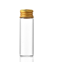 Claro Botellas de vidrio grano contenedores, Tubos de almacenamiento de cuentas con tapa de rosca y tapa de aluminio chapada en oro., columna, Claro, 2.2x7 cm, capacidad: 17 ml (0.57 fl. oz)