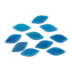Steel Blue Petal Masaic Tiles, Glass Leaf Mosaic Pieces, for DIY Crafts Home Decoration Arts , Steel Blue, 24.5~26x11~11.5x2.5~3mm, about 40~41pcs/bag