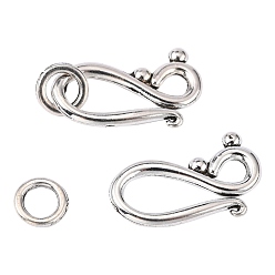Antique Silver Tibetan Style Alloy Hook and Eye Clasps, Lead Free, Cadmium Free and Nickel Free, teardrop, Antique Silver, Hook: 12x20.5mm, Eye: 7.5mm, Hole: 5mm