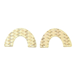 Real 18K Gold Plated Brass Chandelier Component Links, Braided Texture, Arch Connector, Real 18K Gold Plated, 21x34x0.5mm, Hole: 1mm