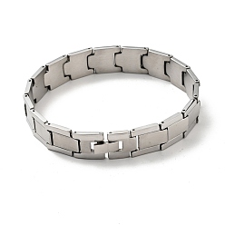 Stainless Steel Color 201 Stainless Steel Rectangle Watch Band Bracelet, Tile Bracelet for Men Women, Stainless Steel Color, 9-1/4 inch(23.5cm)