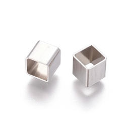Stainless Steel Color 304 Stainless Steel Beads, Cube, Stainless Steel Color, 6x6x6mm, Hole: 5x5mm