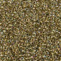 (998) Gilt Lined AB Light Jonquil Toho perles de rocaille rondes, perles de rocaille japonais, (998) jonquille clair doublé doré, 11/0, 2.2mm, Trou: 0.8mm, environ5555 pcs / 50 g