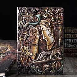 Coloré Cahiers en simili cuir pu humain en relief, carnets de voyage rétro, colorées, 215x145mm