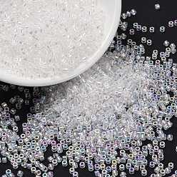 Claro Perlas de semillas cilíndricas, colores esmerilado ab, agujero redondo, tamaño uniforme, Claro, 2x1.5 mm, agujero: 0.8 mm, sobre 40000 unidades / bolsa, sobre 450 g / bolsa