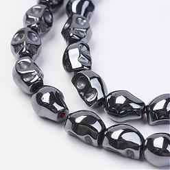Non-magnetic Hematite Non-magnetic Synthetic Hematite Beads Strands, Skull, 8x6.5x6mm, Hole: 1mm, about 50pcs/strand, 15.55 inch