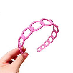 Hot Pink Plastic Curb Chains Shape Hair Bands, Wide Hair Accessories for Women, Hot Pink, 120mm