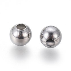 Stainless Steel Color 304 Stainless Steel Beads, Round, Stainless Steel Color, 10mm, Hole: 3mm