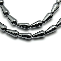 Non-magnetic Hematite Teardrop Non-magnetic Synthetic Hematite Beads Strands, Grade AA, 20x8mm, Hole: 1mm, about 18pcs/strand, 16 inch