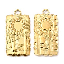Real 18K Gold Plated 304 Stainless Steel Pendants, Rectangle Charm, Real 18K Gold Plated, 27.5x14x2mm, Hole: 3mm