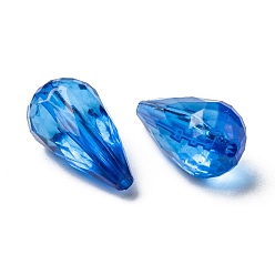 Royal Blue Transparent Acrylic Beads, Faceted, teardrop, Royal Blue, 21x11mm, Hole: 2mm, about 395pcs/500g
