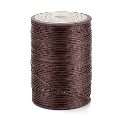 Brun De Noix De Coco Ficelle de fil de polyester ciré plat, cordon micro macramé, pour la couture de cuir, brun coco, 0.8~0.9x0.3mm, environ 109.36 yards (100m)/rouleau