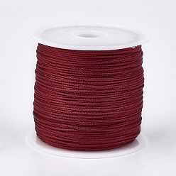 Темно-Красный Нейлоновая нить, ювелирные изделия шнур нейлона для пользовательских ювелирных изделий делает тканые, темно-красный, 0.8 мм, около 49.21 ярдов (45 м) / рулон