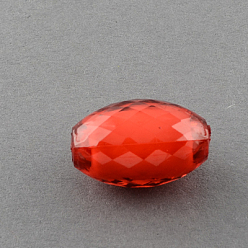 FireBrick Transparent Acrylic Beads, Bead in Bead, Faceted, Oval, FireBrick, 10x7mm, Hole: 2mm, about 1800pcs/500g