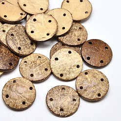 BurlyWood Teñido redondas plana 4 botones de coco hoyos de, burlywood, 30x4~6 mm, agujero: 3 mm