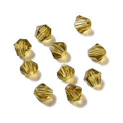 Dark Goldenrod Glass Imitation Austrian Crystal Beads, Faceted, Diamond, Dark Goldenrod, 4x4mm, Hole: 0.7mm