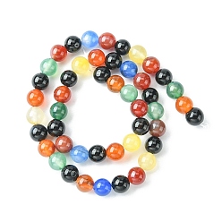 Natural Agate Natural Agate Beads Strands, Dyed & Heated, Round, Colorful, 8~8.5mm, Hole: 1mm, about 48pcs/strand, 15.10''(38.35cm)