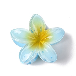 Light Sky Blue Plastic Claw Hair Clips, with Iron Findings, for Woman Girls, Flower, Light Sky Blue, 74x79x45mm