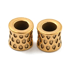 Golden Ion Plating(IP) 304 Stainless Steel European Beads, Large Hole Beads, Column, Golden, 10.5x10mm, Hole: 5.5mm