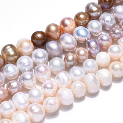 Mixed Color Natural Cultured Freshwater Pearl Beads Strands, Potato, Mixed Color, 5~7.5x5.5~7mm, Hole: 0.7mm, about 51~57pcs/strand, 13.39 inch(34cm)