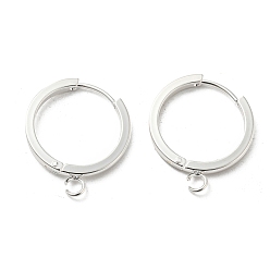 Silver 201 Stainless Steel Huggie Hoop Earrings Findings, with Vertical Loop, with 316 Surgical Stainless Steel Earring Pins, Ring, Silver, 20x2mm, Hole: 2.7mm, Pin: 1mm