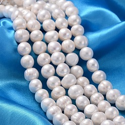 Marfil Hilos de perlas de agua dulce cultivadas naturales, patata, blanco cremoso, 8~9 mm, agujero: 0.8 mm, sobre 46 unidades / cadena, 13.77 pulgada ~ 14.17 pulgada