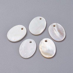 Concha de Agua Dulce Pendientes de concha de agua dulce, oval, 19~20x14~15x2 mm, agujero: 2 mm