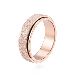 Oro Rosa 201 anillo de dedo giratorio de chorro de arena de acero inoxidable, calmante preocupación meditación fidget spinner anillo para mujer, oro rosa, diámetro interior: 17 mm