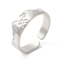 Нержавеющая Сталь Цвет 304 открытое манжетное кольцо из нержавеющей стали для женщин, цвет нержавеющей стали, размер США 7 1/4 (17.5 мм)