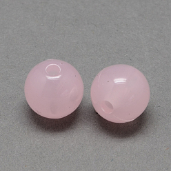 Perlas de Color Rosa Granos de acrílico de imitación del jade, rondo, rosa perla, 8 mm, Agujero: 2 mm, sobre 1666 unidades / 500 g