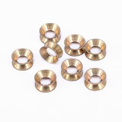 Raw(Unplated) Brass Spacer Beads, Nickel Free, Wheel, Raw(Unplated), 9x4mm, Hole: 4.5mm