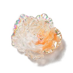 Salmón Claro Cabochons de la resina transparente, flor, color de ab chapado, salmón claro, 29~31x29~31x11 mm