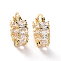 Claro Arracadas ovaladas con circonitas cúbicas, joyas de latón chapado en oro real 18k para mujer, Claro, 20.5x6.5x18 mm, pin: 0.6x0.7~1.3 mm