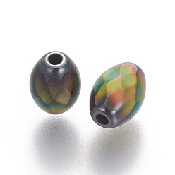 Non-magnetic Hematite Non-magnetic Synthetic Hematite Beads, Oval, Mirage Changing Color Mood Beads, 7.7x5.5mm, Hole: 1.2mm