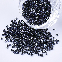 Prussian Blue Electroplate Glass Cylinder Beads, Seed Beads, Round Hole, Metallic Colours, Prussian Blue, 1.5~2x1~2mm, Hole: 0.8mm, about 8000pcs/bag, about 85~95g/bag