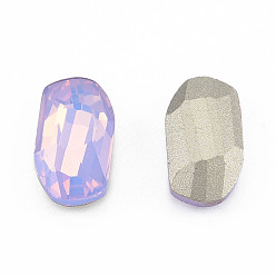 Violet K9 Glass Rhinestone Cabochons, Pointed Back & Back Plated, Faceted, Nuggets, Violet, 14x8x4mm