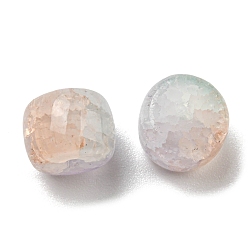 Персиковый Слойка Прозрачные стеклянные бусины с кракле, колонка, розовые, 8x6 мм, отверстие : 1.6 мм, около 20 шт / упаковка