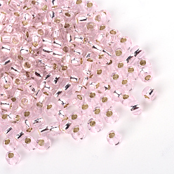 Rouge Lavande Perles de verre mgb matsuno, perles de rocaille japonais, 12/0 argent perles de verre doublé rocailles de trous ronds de semences, blush lavande, 2x1mm, trou: 0.5 mm, environ 900 pcs / boîte, poids net: environ 10 g / boîte