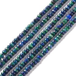 Dark Blue Dyed Natural Sesame Jasper/Kiwi Jasper Rondelle Beads Strands, Faceted, Dark Blue, 6x4mm, Hole: 1mm, about 87pcs/strand, 14.76~15.16 inch(37.5~38.5cm)