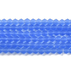 Aciano Azul Imitar hebras de cuentas de vidrio esmerilado de cristal austriaco, aa grado, bicono facetados, azul aciano, 3.5x3 mm, agujero: 0.7 mm, sobre 162~185 unidades / cadena, 13.15~14.61 pulgada (33.4~37.1 cm)