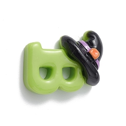 Others Halloween Theme Opaque Resin Cabochons, Green Yellow, Face Mask Pattern, 23x13x13mm