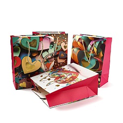 Сердце 4 цвета любви бумажные подарочные пакеты ко Дню святого Валентина, прямоугольные сумки для покупок, свадебные подарочные пакеты с ручками, разноцветные, сердце, развернуть: 23x18x10.3 см, складка: 23.3x18x0.4 см