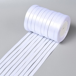 Blanc Ruban de satin à face unique, Ruban polyester, blanc, 3/8 pouce (10 mm) de large, 25yards / roll (22.86m / roll), 10 rouleaux / groupe, 250yards / groupe (228.6m / groupe)